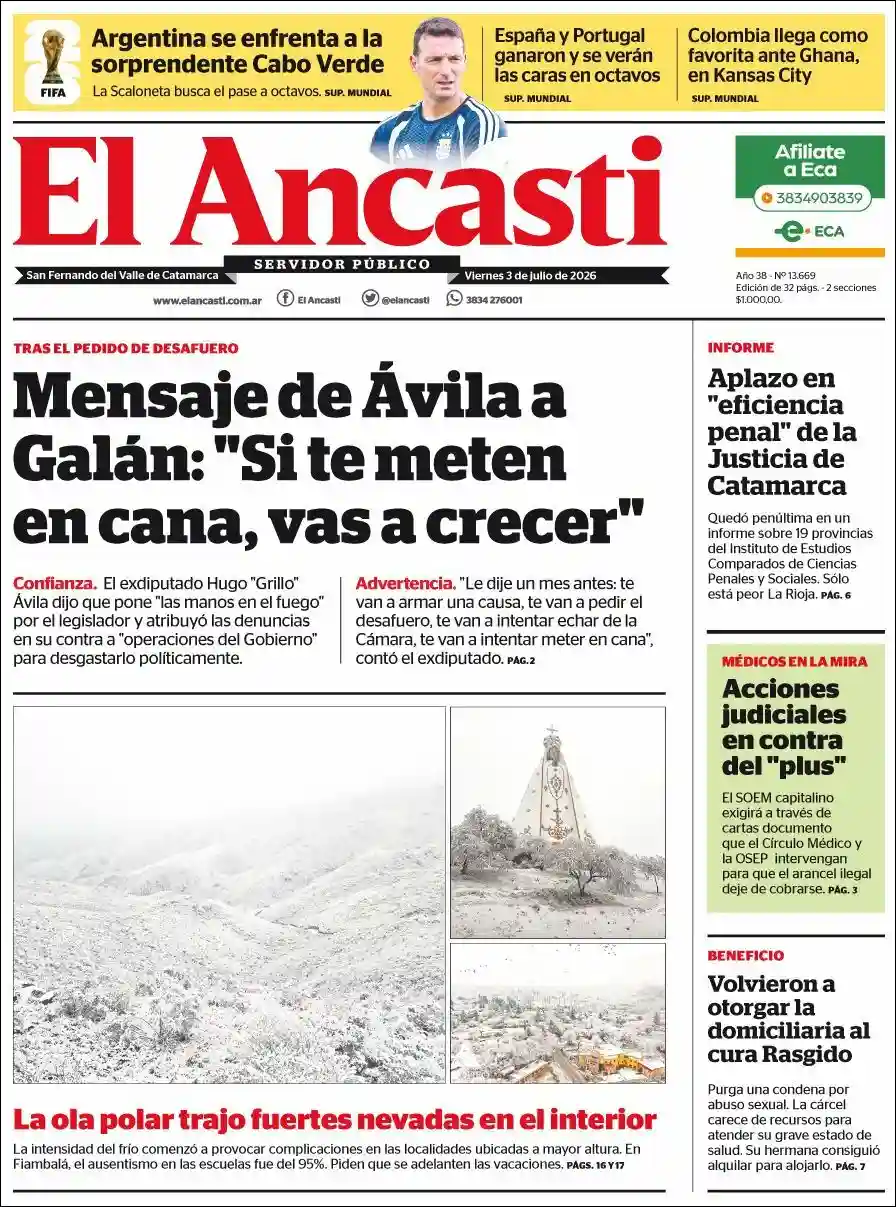 Estudios Max | RADIO SATELITAL - Tapa del diario Ancasti