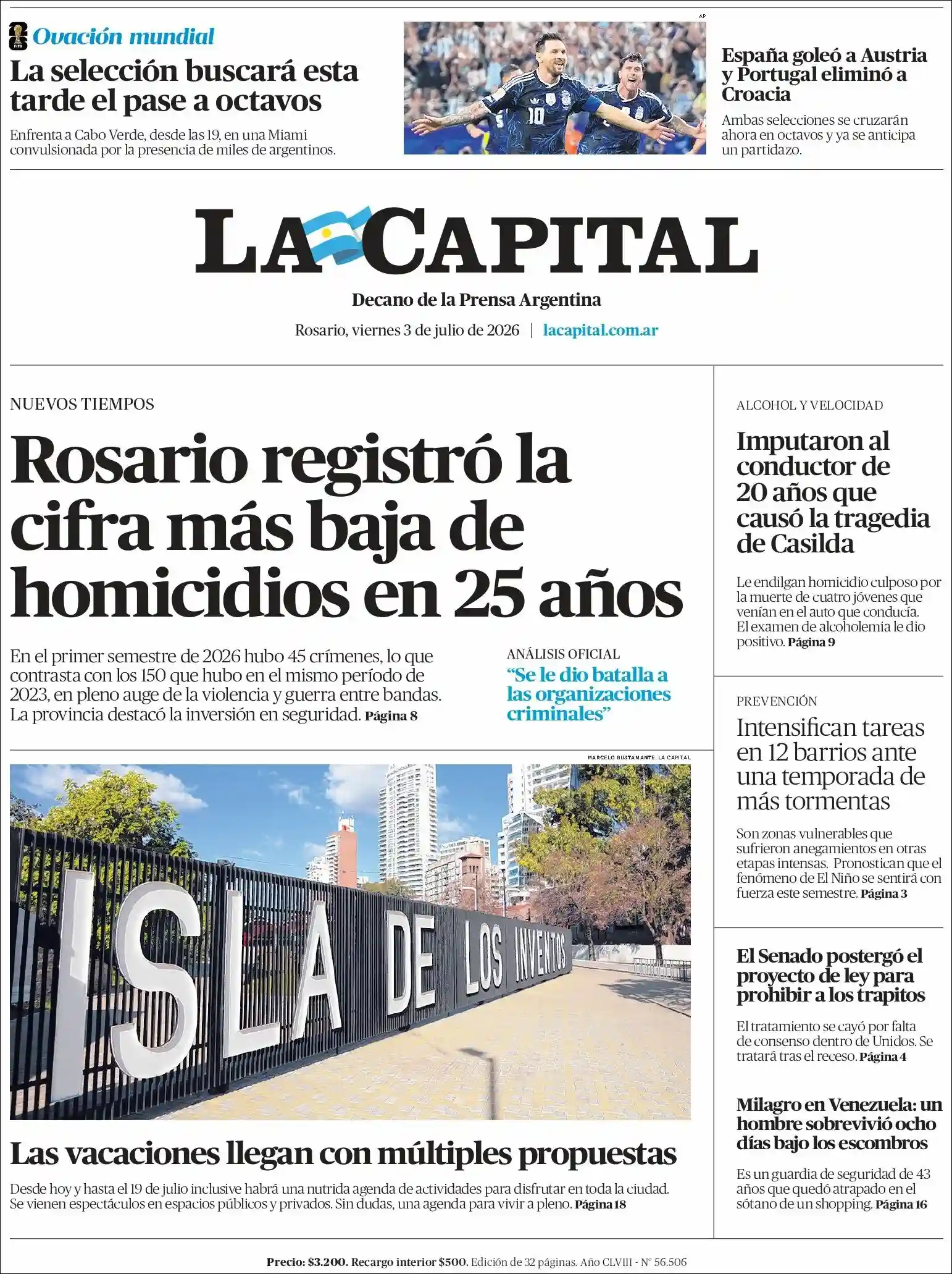 Estudios Max | RADIO SATELITAL - Tapa del diario La Capital Rosario