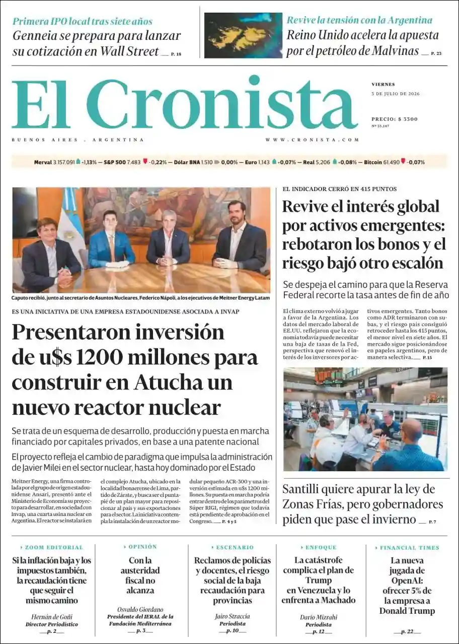 Estudios Max | RADIO SATELITAL - Tapa del diario Cronista