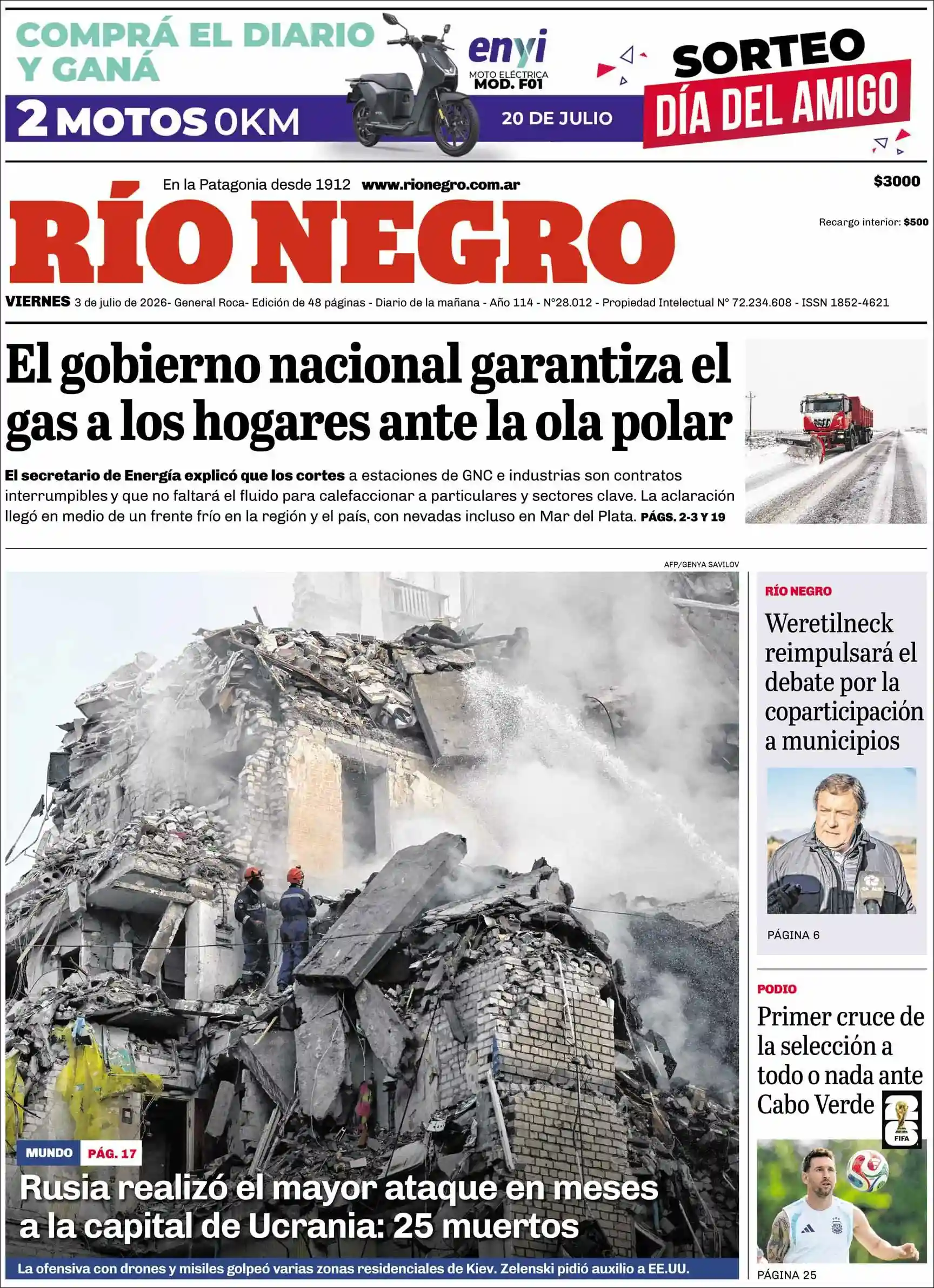 Estudios Max | RADIO SATELITAL - Tapa del diario Rio Negro