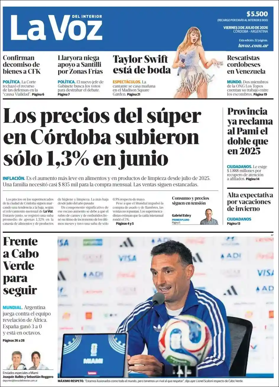 Estudios Max | RADIO SATELITAL - Tapa del diario La Voz